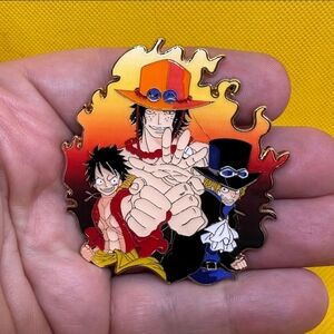 Anime Flame Enamel Pin - Red Orange Yellow Characters Luffy One Piece